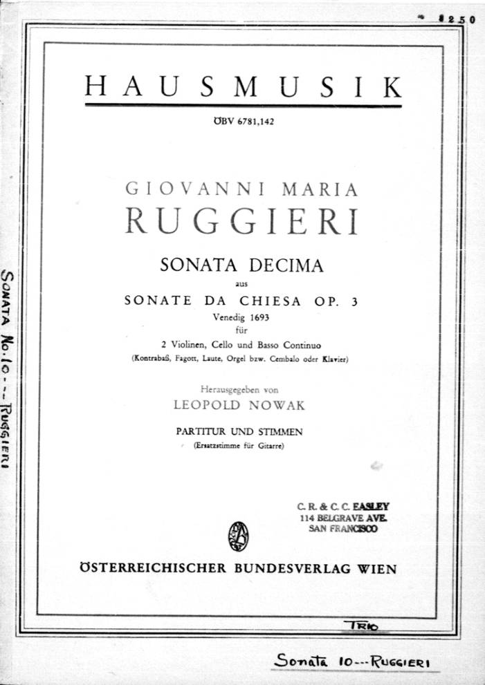 Page Cover for Sonata decima aus sonate da chiesa
