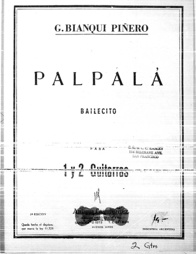 Page cover for Palpalá bailecito para 1 y 2 guitarras