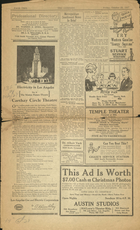 Page from the Gridiron, October 1927