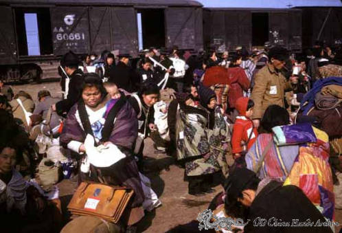 Japanese evacuees at the Taku docks Tientsin
