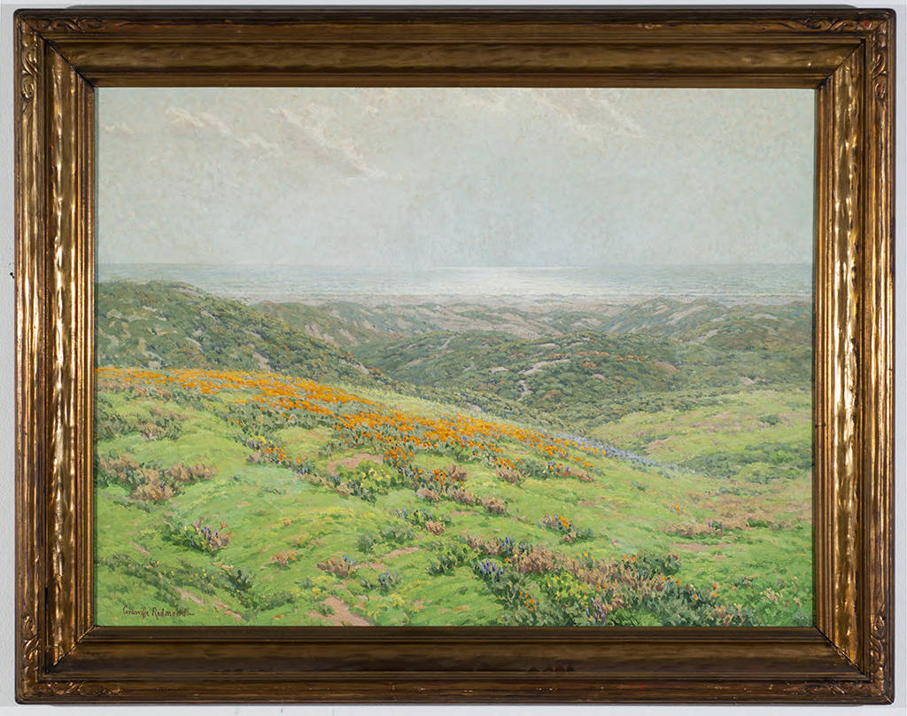 Framed painting of California poppies