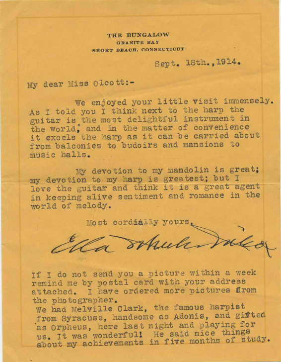 Letter from Ella Wheeler Wilcox to Miss Olcott, September 18, 1914