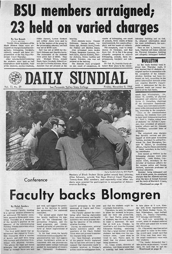 Daily Sundial, November 8, 1968, page 1 (follow link to transcript)