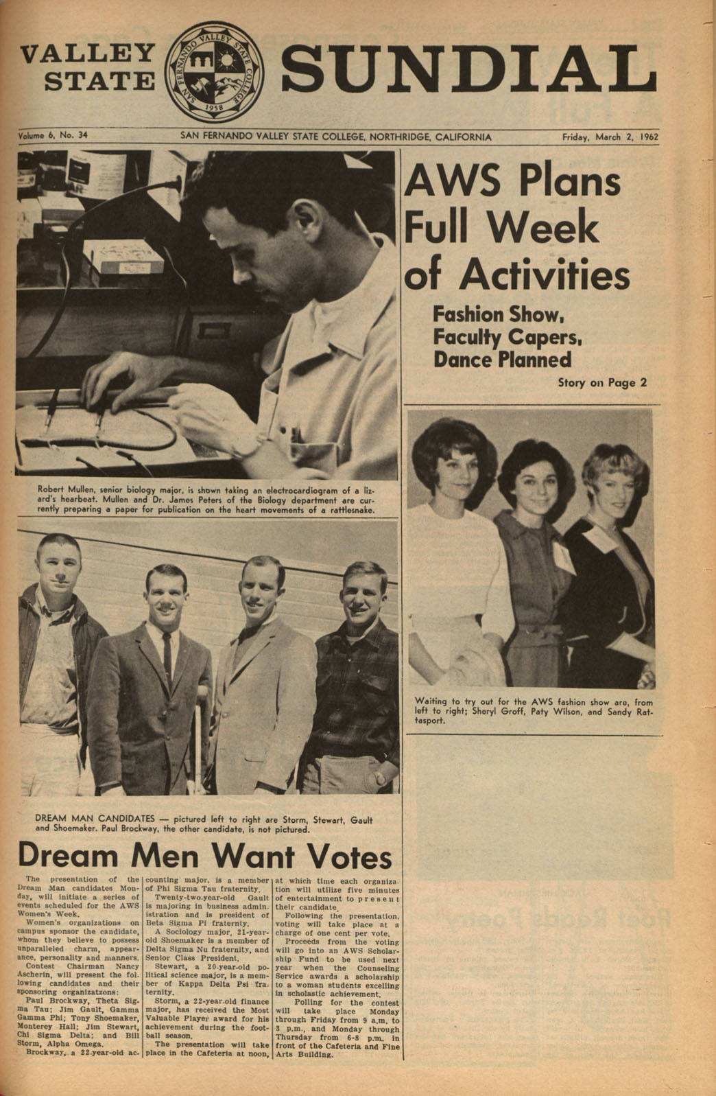 Associated Women Students (AWS) Women's Week, front page of the Sundial, March 2, 1962