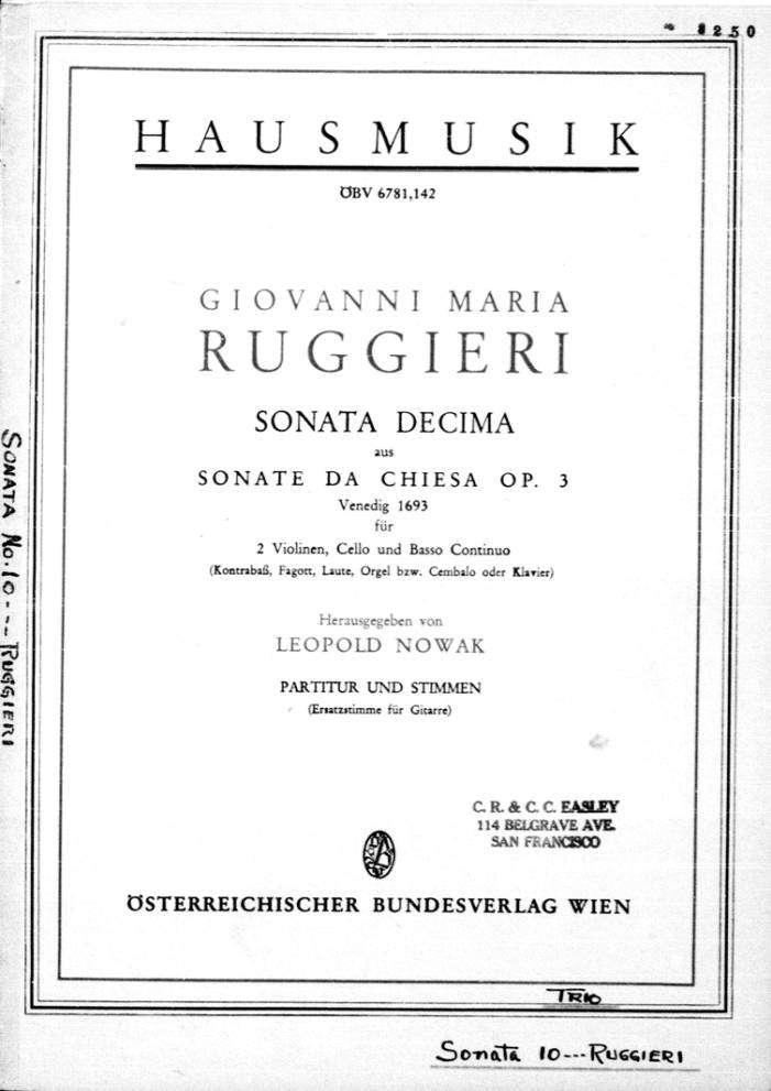 Sonata decima aus sonate da chiesa Op. 3