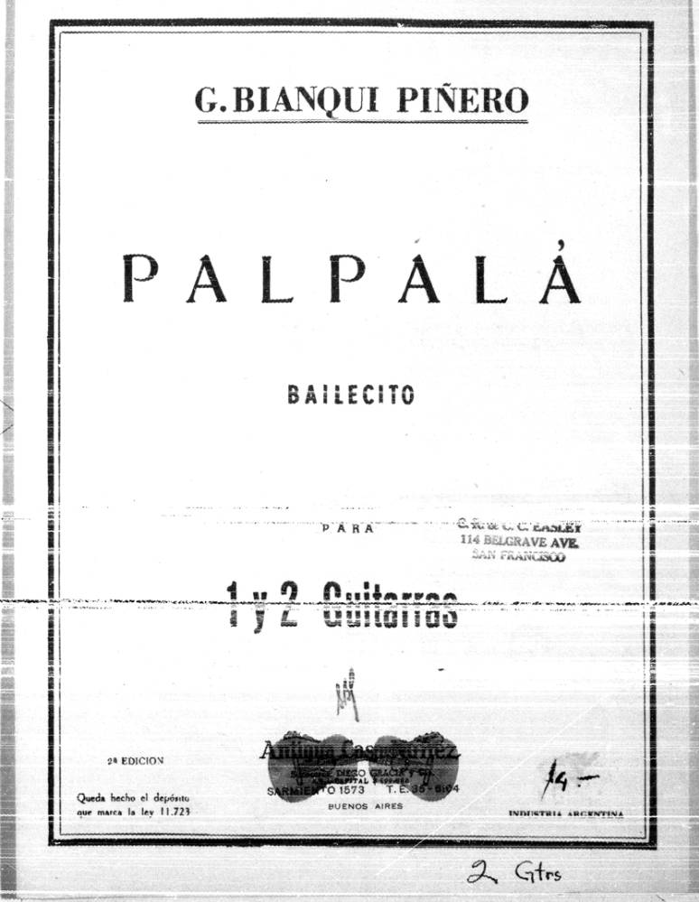 Palpalá bailecito para 1 y 2 guitarras