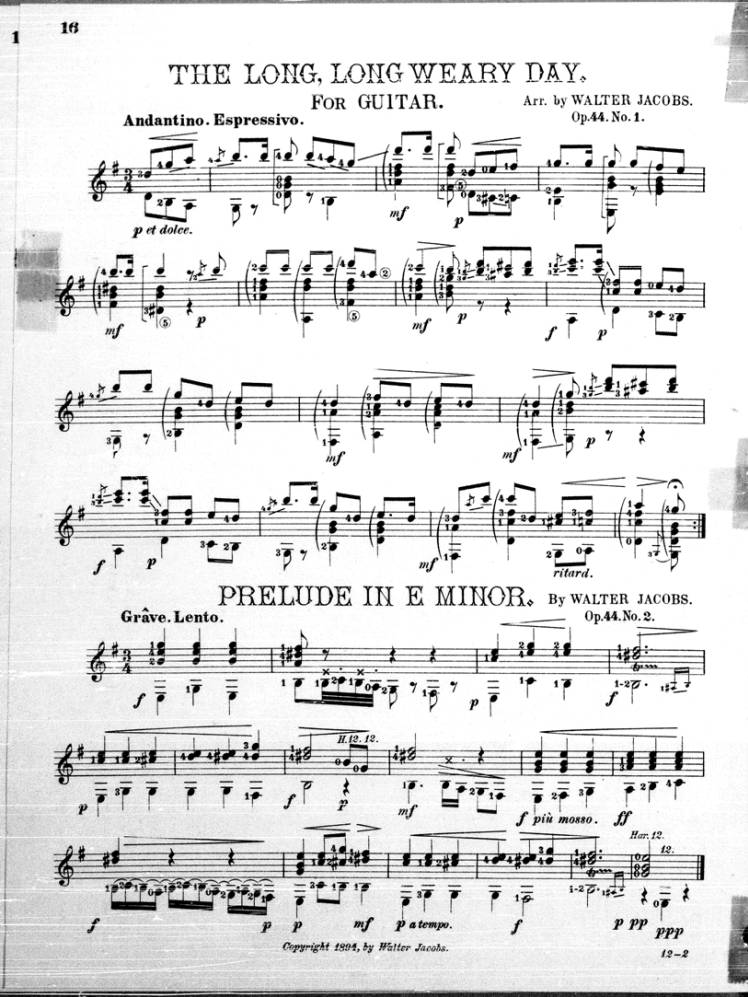 Long, long weary day, op. 44 no. 1, and Prelude in E minor Op.44, no.2