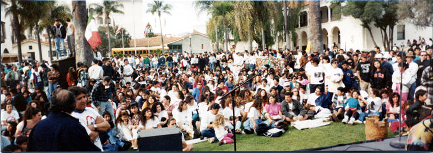 A large group of people gathered