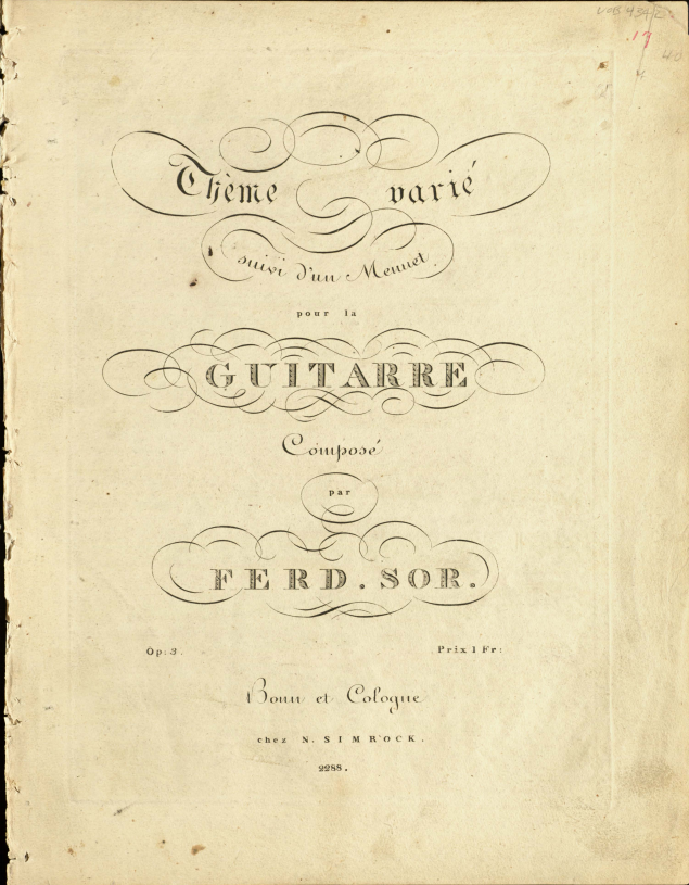 Thême varié suivi d'un menuet, op. 3