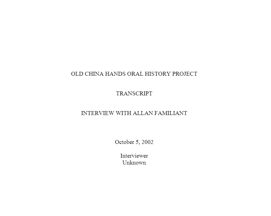 Interview with Allan Familiant, 2002