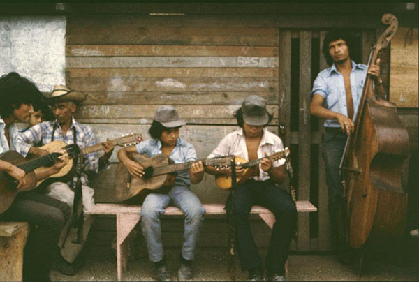 Popular music group performing in a refugee camp in Mesa Grande, Honduras