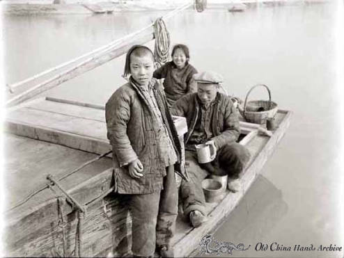 Living on the Hai He River near Tangku, the port of Tientsin China, spring 1946