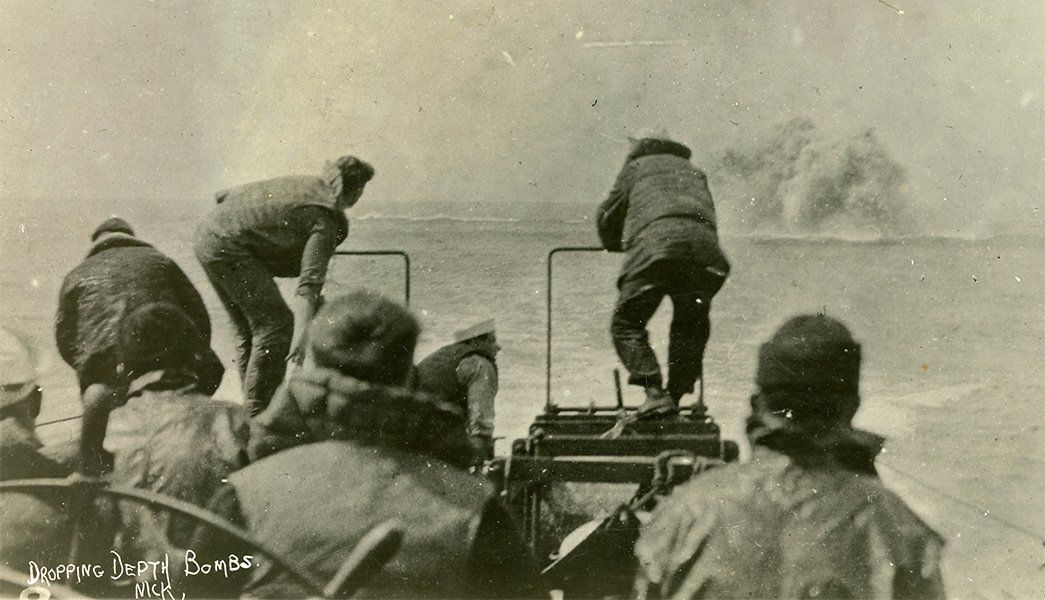Dropping depth bombs, ca. 1918