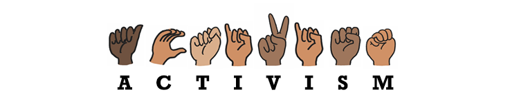 Word 'activism' in hand signs