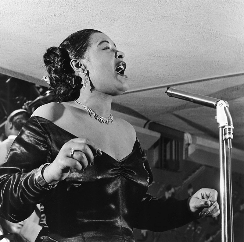 Billie Holiday performing at the Tiffany Club, Los Angeles, 1952