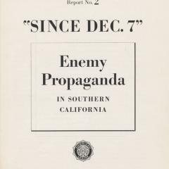 Report cover for 'Since Dec. 7' : Enemy Propaganda