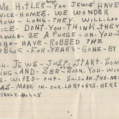 Hate mail or letter for Mr. Hitler Says