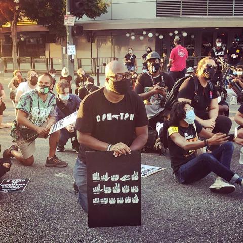 Michael Agyin at a Black Lives Matter Protest