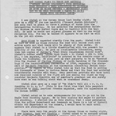 Report from Spy R-3 about the activities at German House