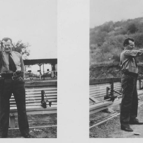 Photograph of Hans Diebel at a firing range