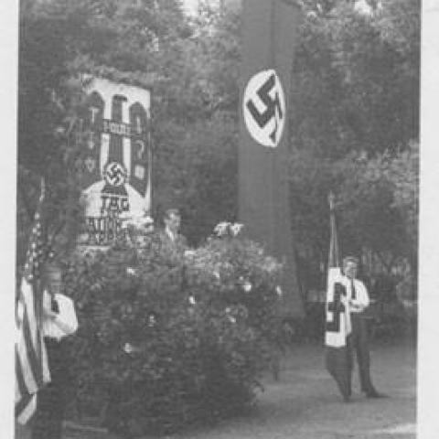 Diebel on a speaker platform