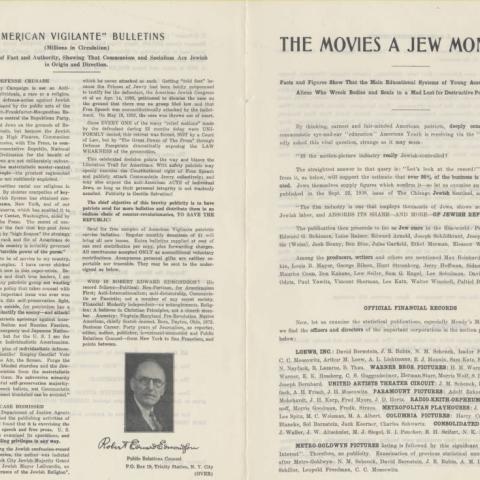 Newsletter announcing Movies: A Jew Monopoly