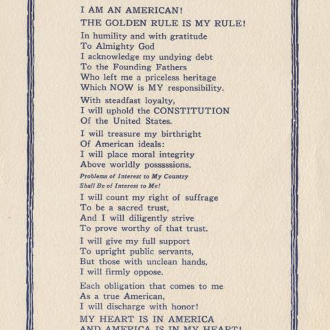 Handbill titled I Am an American!