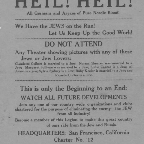 Flier titled HEIL! HEIL!