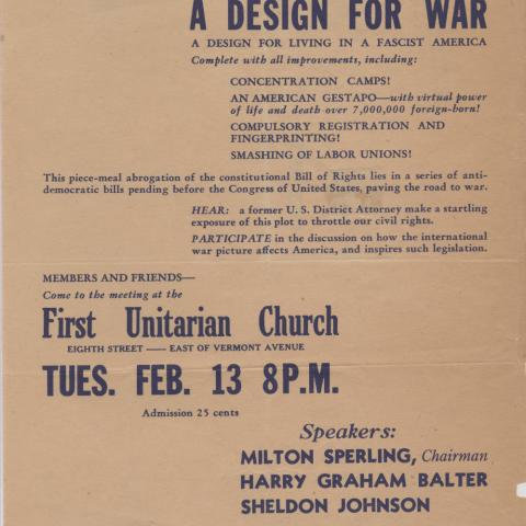 Flier for Do You Want a Design for War