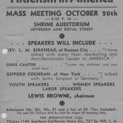 Flier for Menace of 'Hitlerism in America'
