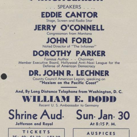 Flier for Nazi Menace to Americanism