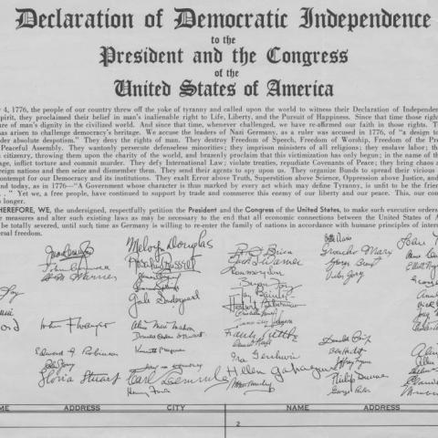 Page from Declaration of Democratic Independence