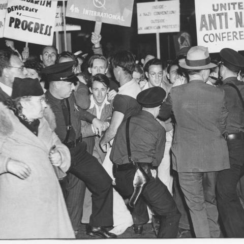 Photograph of people at the United Anti-Nazi Conference Rally
