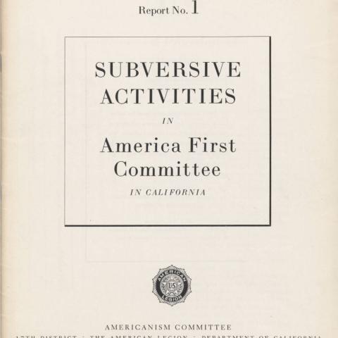 Report cover for Subversive Activities in America First Committee