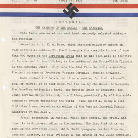Newsletter page for the American Nationalist Confederation