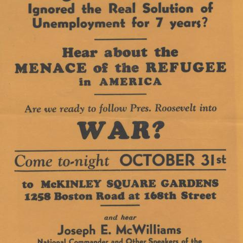 Handbill criticizing Roosevelt about unemployment