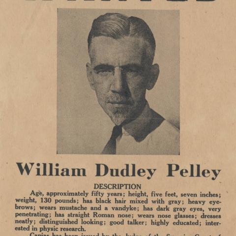 Poster titled WANTED: William Dudley Pelley