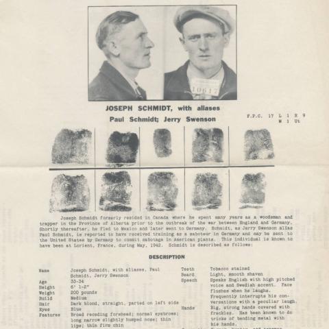 Wanted bulletin for Joseph Schmidt