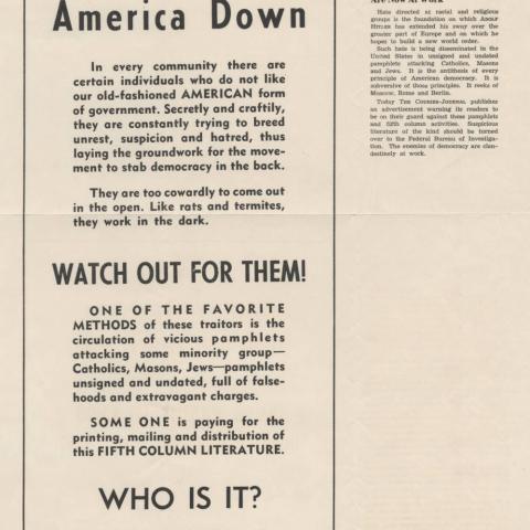 Newspaper page titled Don't Let America Down