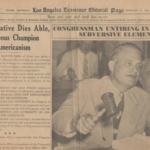 Newspaper page showing a congressman