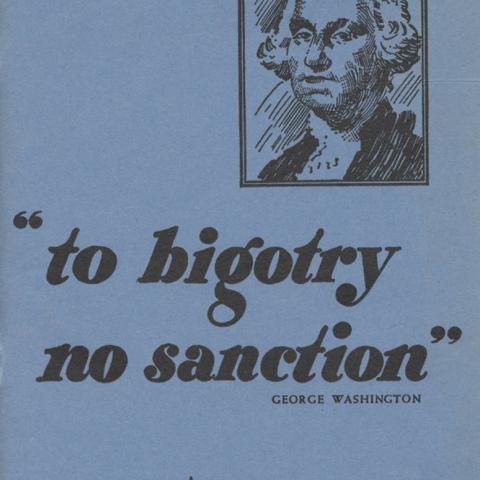 Pamphlet cover for To Bigotry No Sanction