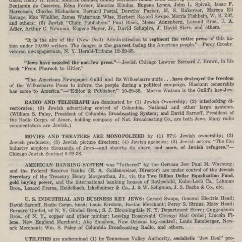 Flier for Jew-Ruled US Enterprises