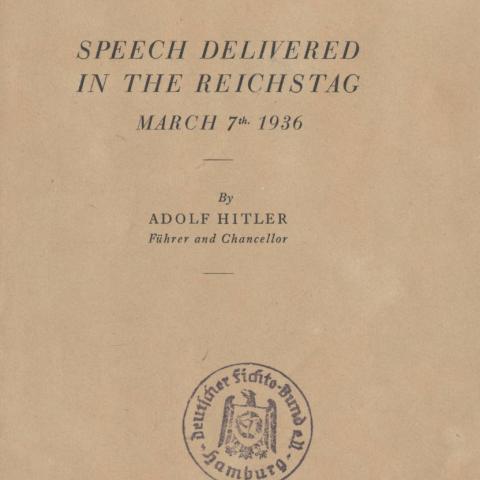 Booklet containing Adolf Hitler speech