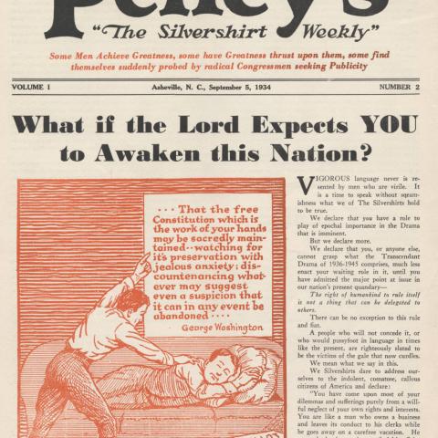 Magazine cover of Pelley's Silvershirt Weekly