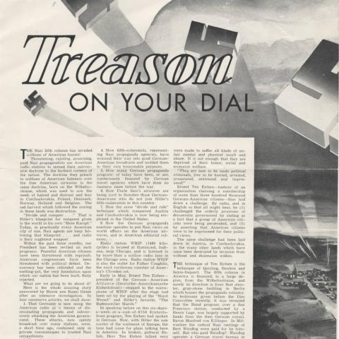 Pamphlet cover for Treason on Your Dial