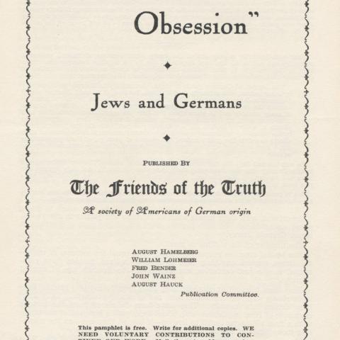 Pamphlet cover for Nazi Obsession