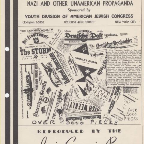 Brochure for Exhibit of Nazi and other Unamerican Propaganda