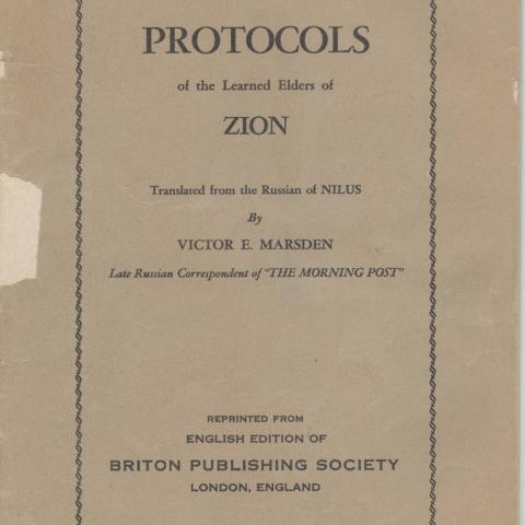 Pamphlet cover for Protocols of the Meetings