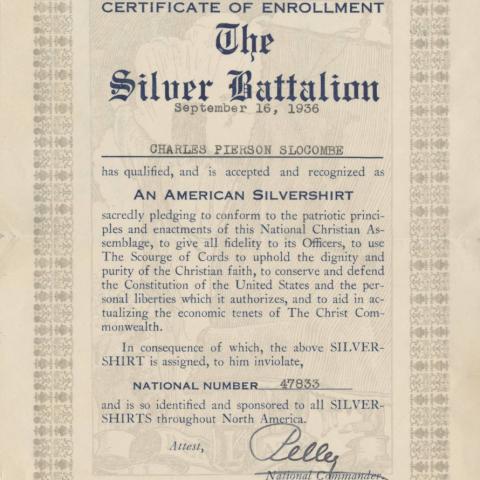 Certificate for Silver Battalion