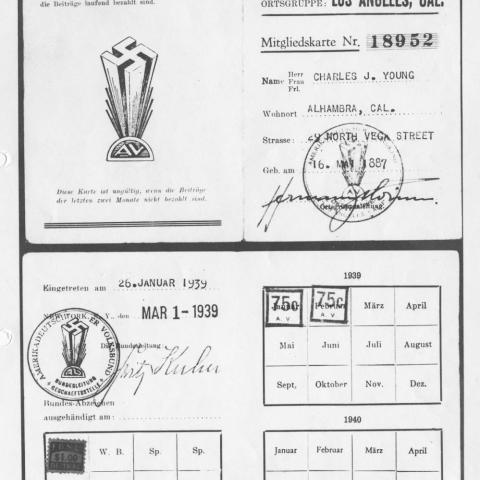 Membership book for German American Bund